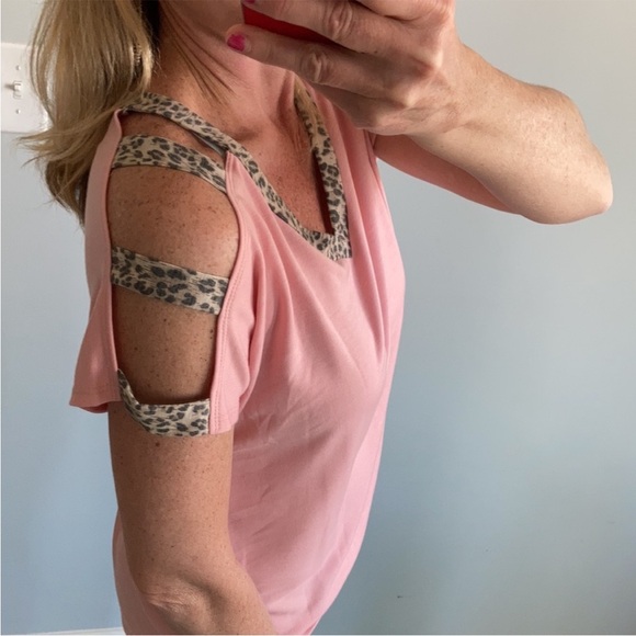 Blush V Neck, Cold Shoulder Top - Picture 7 of 8